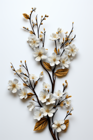 A white and gold flowers on a branch