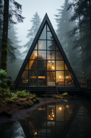 A triangular house in the woods