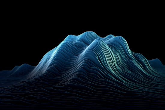 A blue wavy surface with light lines