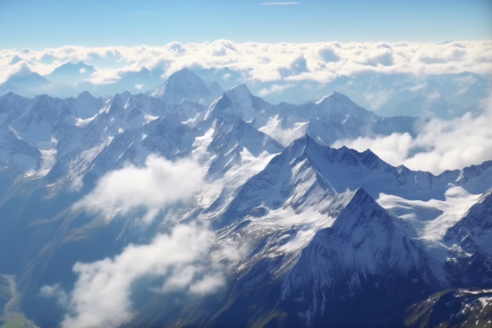 A mountain range with clouds