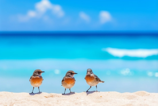 A group of birds standing on sand