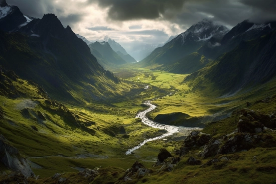 A river running through a valley