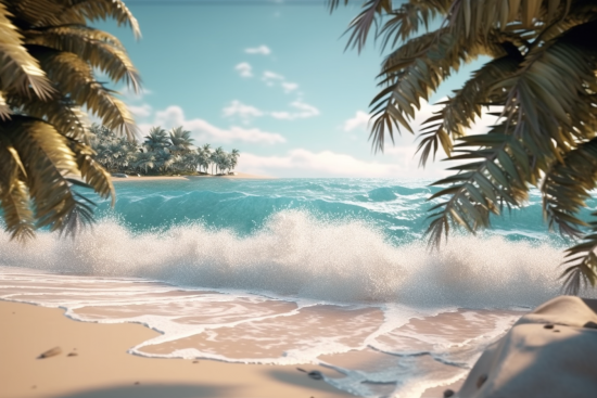 Waves crashing on a beach
