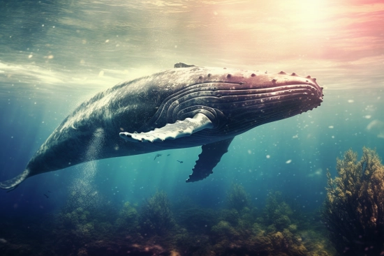 A whale swimming under water
