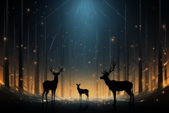 a group of deer in a forest