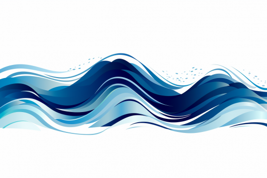 A blue waves on a white background