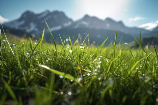 Close up of grass with water droplets on it