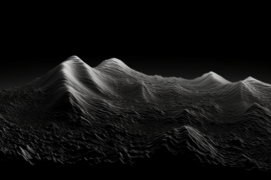 A mountain with waves in the dark