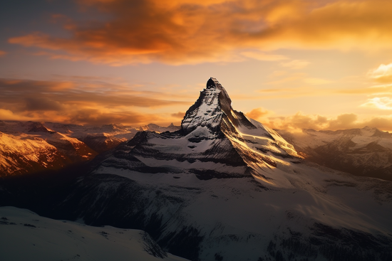 Matterhorn with snow and clouds