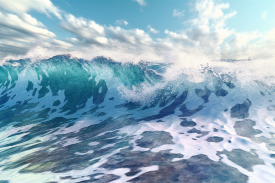 A wave crashing against the shore