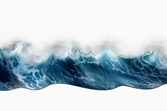 A blue wave with white foam