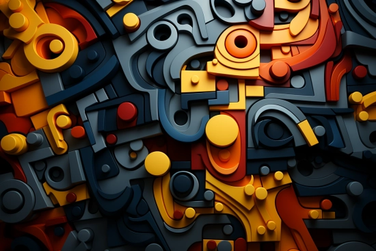 A colorfully carved shapes