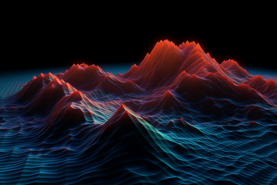 A red and blue mountains