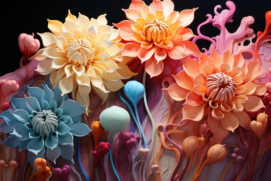 A group of colorful flowers