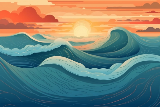 A sunset over the ocean