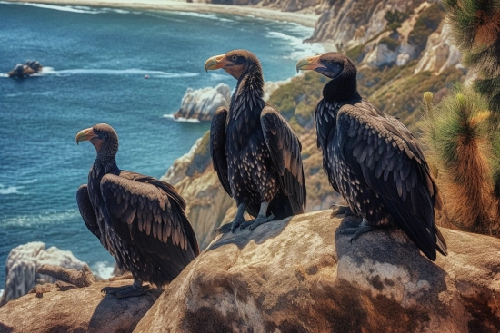 A group of birds sitting on a rock