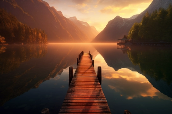 A dock on a lake