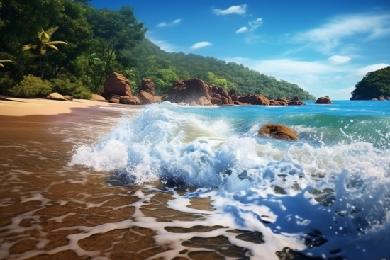 Waves crashing waves on a beach