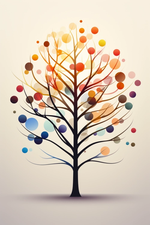 A tree with colorful circles