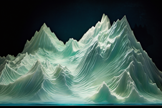 A white and green mountain range
