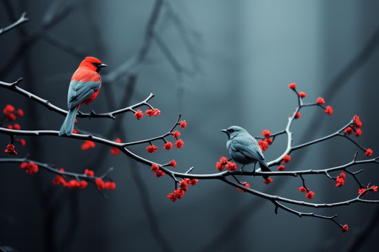 Two birds on a branch