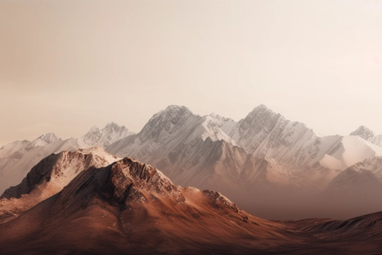 A mountain range with snow on the top