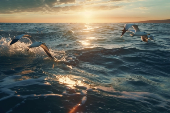 Birds flying over water