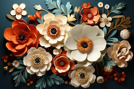 A group of paper flowers