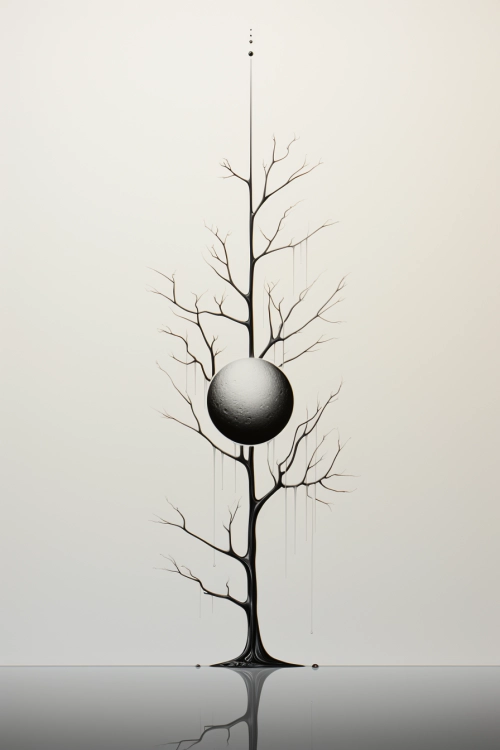 A tree with a round object in it