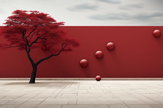 A tree with red leaves on it