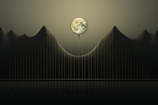 A moon over mountains