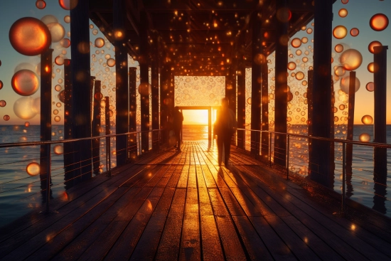 People walking on a pier