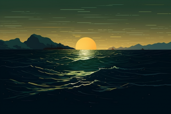 A sunset over the ocean