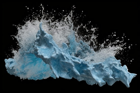 A blue liquid splashing out of the air