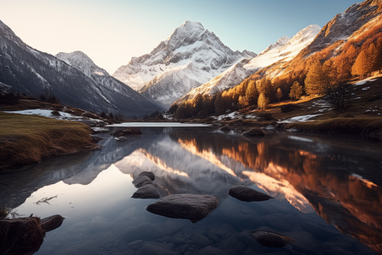 K2 with snow covered mountains and trees