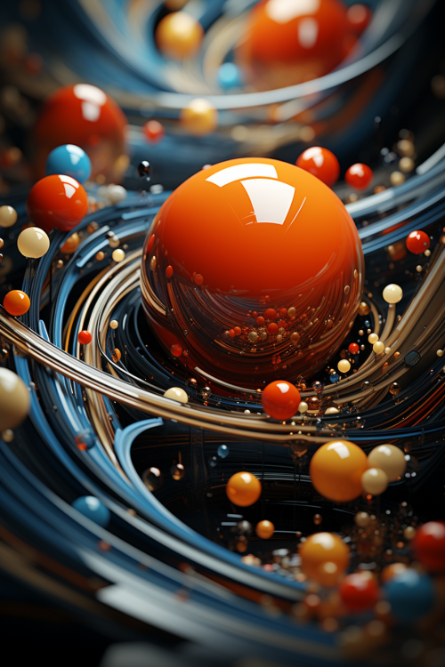 A sphere in a swirl of colorful spheres