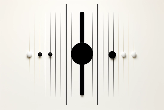 A black and white circle with white and black lines