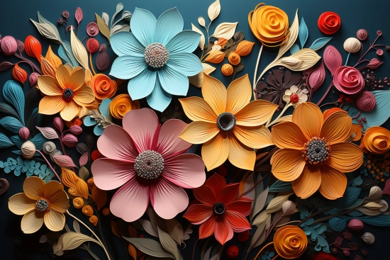 A group of paper flowers