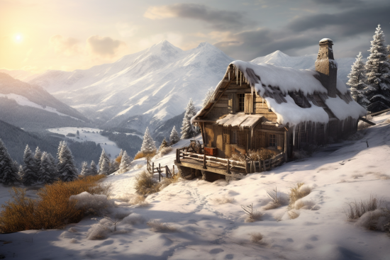 A cabin in the snow