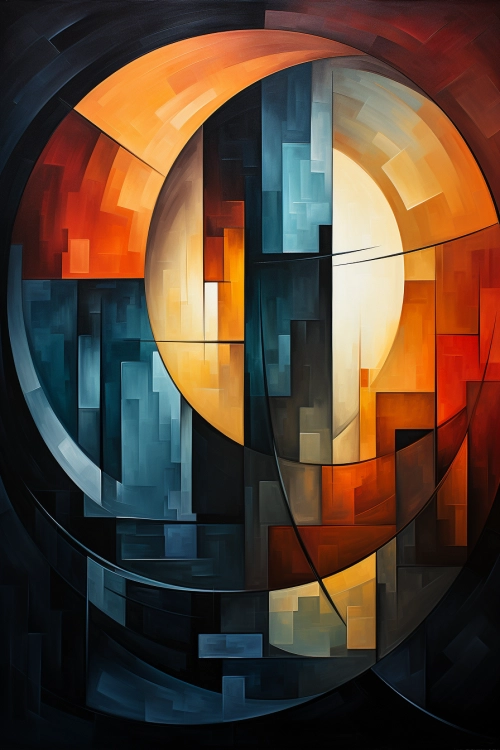 a colorful art piece with a circle and a circle