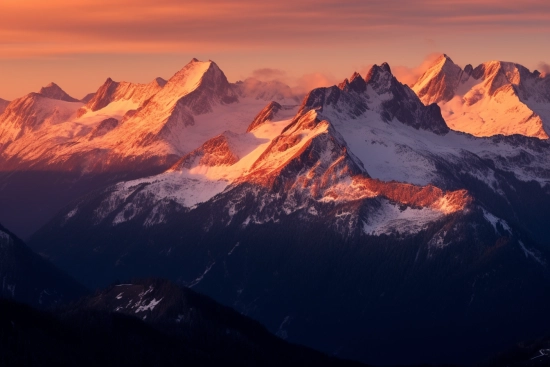 A snowy mountain tops with clouds