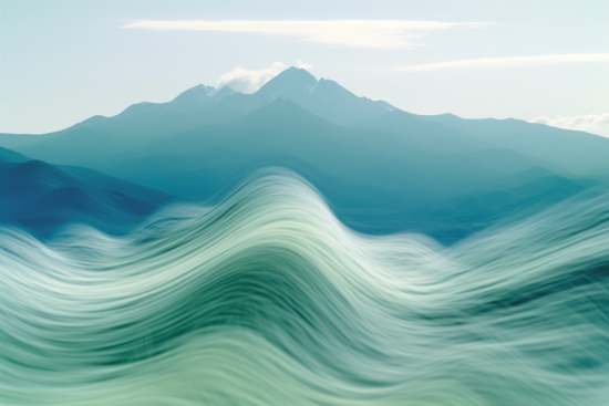 A mountain range with waves