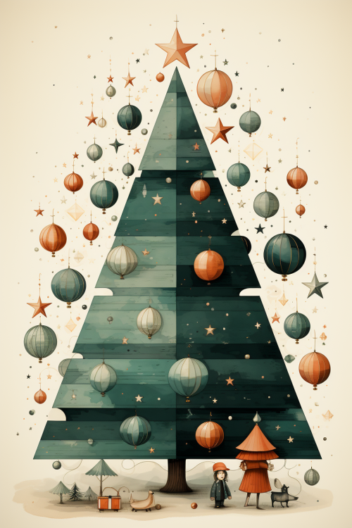 A tree with ornaments and stars