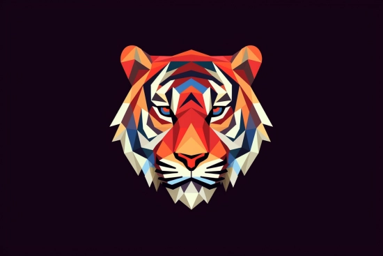 A colorful tiger head with black background