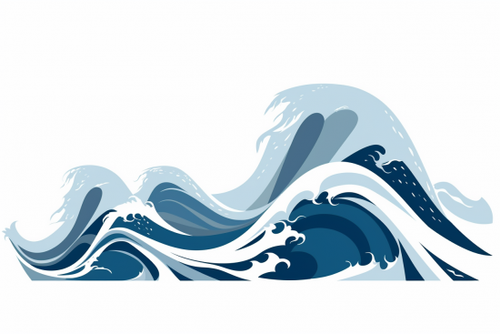 A blue and white waves