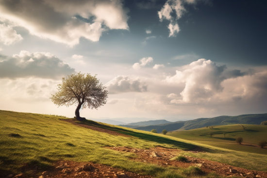 A tree on a hill