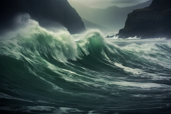 Waves crashing waves in the ocean