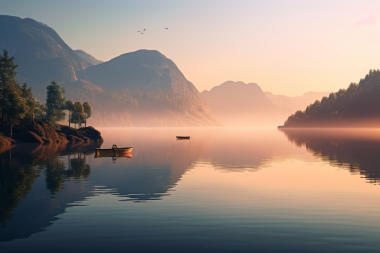 A boat on a lake