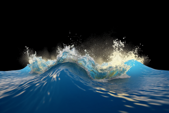 A blue wave with white foam