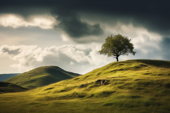 A tree on a hill